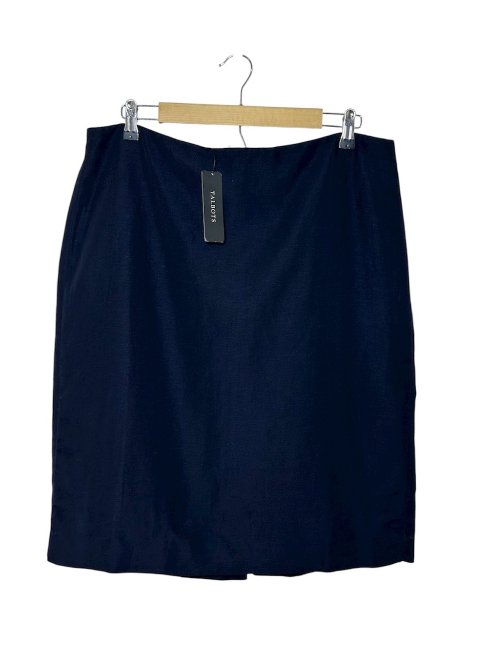 Talbots Linen Blend Navy Lined Pencil Skirt -‎ Classic Straight Silhouette 14